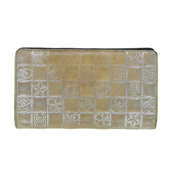 CHANEL Icon Line Wallet Leather Silver CC Auth 61875 - Picture 2 of 16